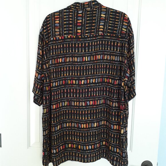 Tuttle Golf Rayon Short Sleeve Button Up Shirt Black Multi Print Size XXL - Picture 2 of 9